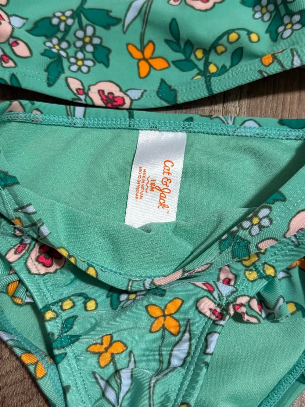 Cat&Jack 18months Green Floral Two-Piece Swimsuit Set